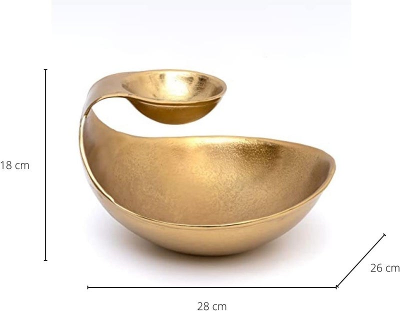 Gute Chip and Dip Serving Bowl Gold Brass Tiered Snack, Candy & Salad Bowl Decorative Centerpiece Serving Platter for Nuts, Chip and Dip, Salsas, Food Tray, Serveware Home Decor Gift Entertaining 1PC - Image 4